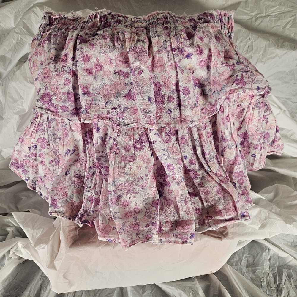 LoveShackFancy Pink and Purple Bubble Mini Skirt